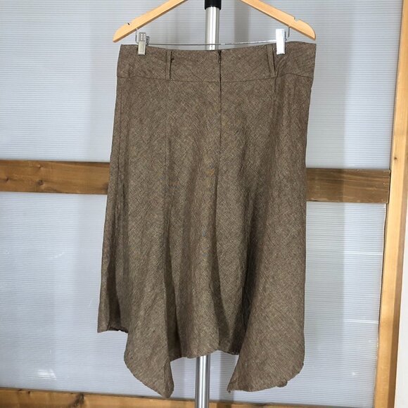 Chapter ONE Linen Cotton Brown Zig-Zag Hem A-Line Skirt Sz 12 - Picture 6 of 9